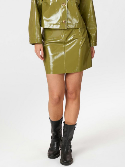 Hemie patent skirt olive 