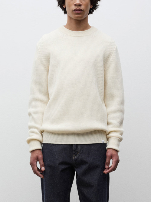 Henning cotton wool rib sweater ecru 
