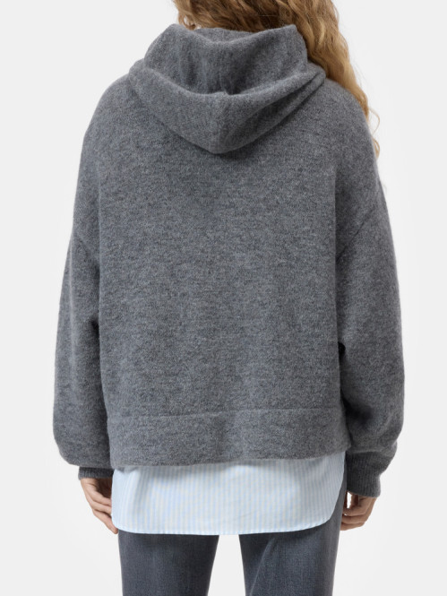 Hoodie with bow tie dk grey mel 