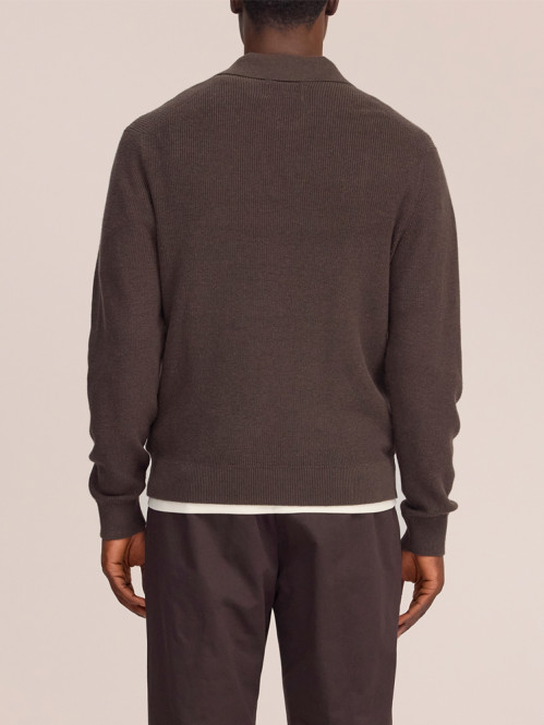 Hope rib knit polo brown mel 