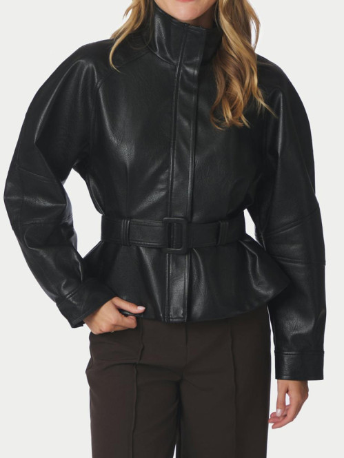 Jaclyn faux leather jacker black 