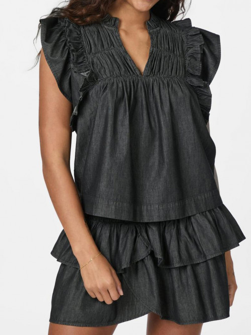 Jayla denim top black 