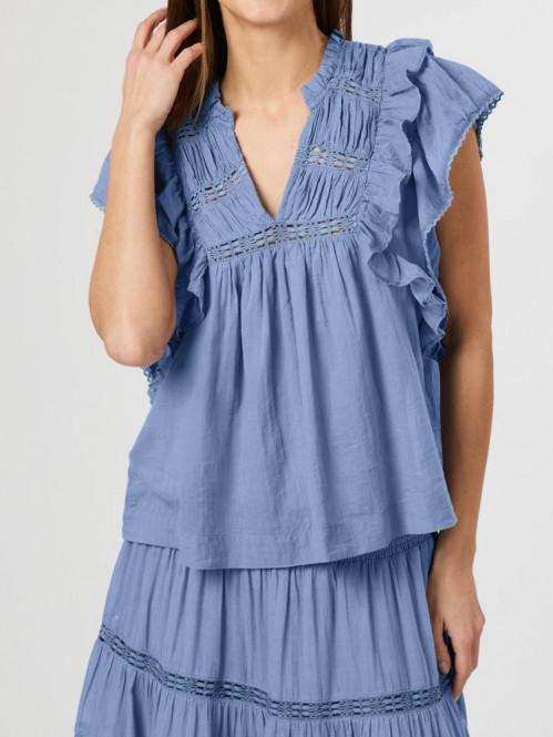 Jayla s voile top smoke blue S