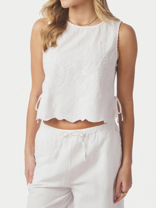 Kaelin embroidery top white 