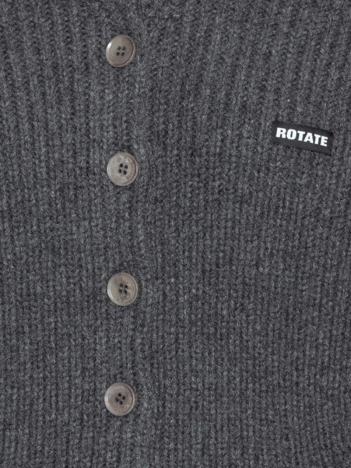 Knit boxy hoodie gray pinstripe 
