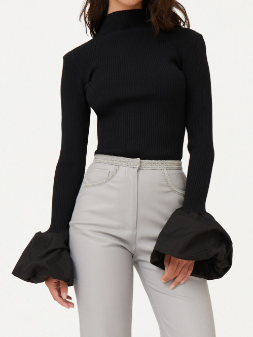 Knit high neck top black 