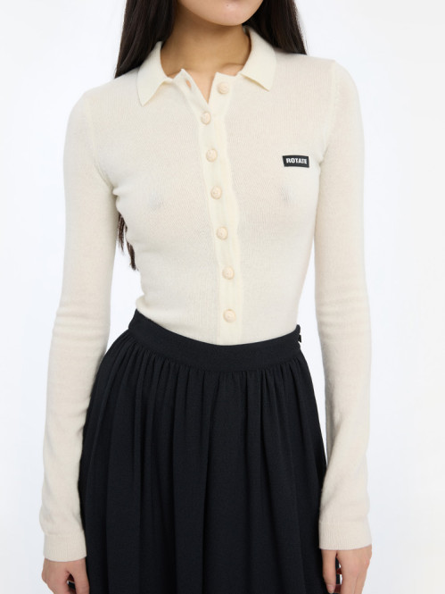 Knitted polo top egret 