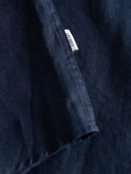 Kris linen ss shirt navy M