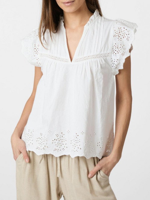 Kyoti embroidery top white 