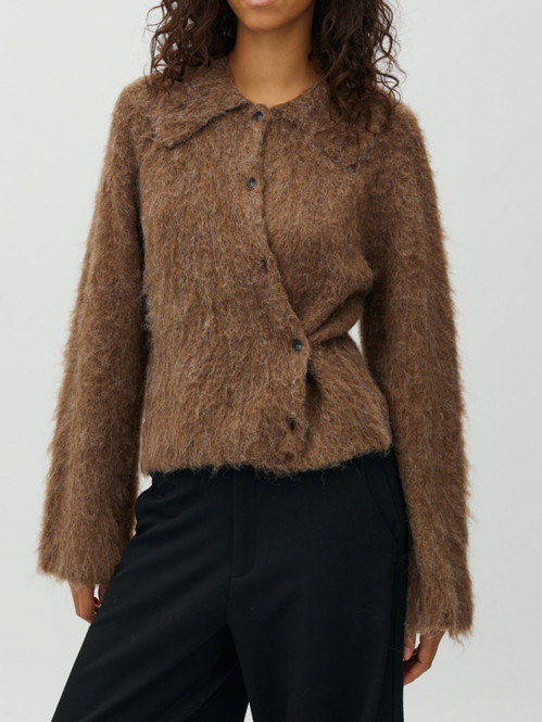 Lari-m brush knit walnut melange 