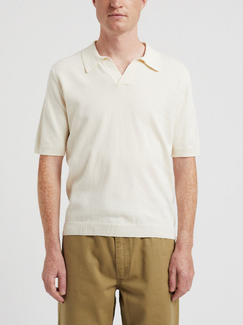 Leif cotton linen polo kit white 