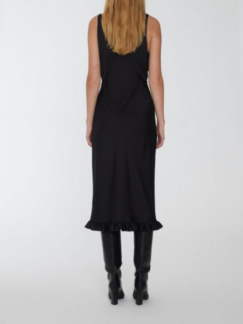 Light satin frill detaildress black 