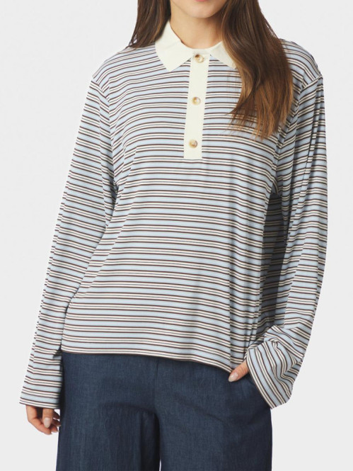 Lirenne striped polo blouse lt blue 