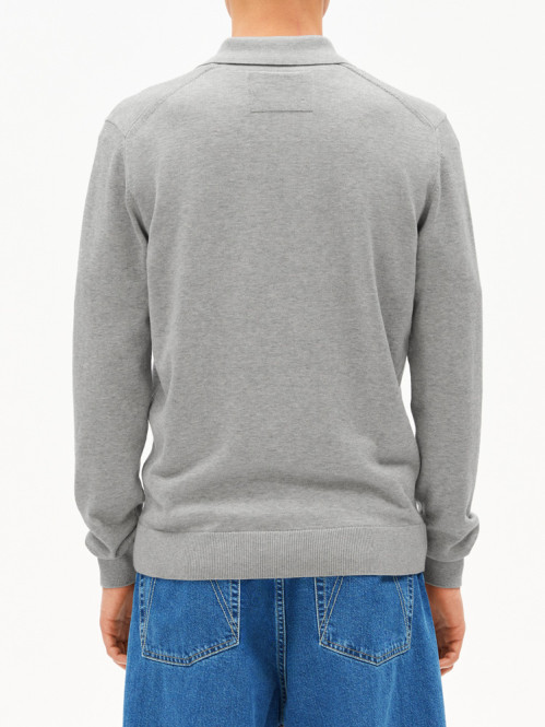 Knit longsleeve polo silver mel 