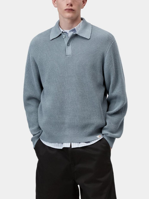 LS miles polo knit shady blue 