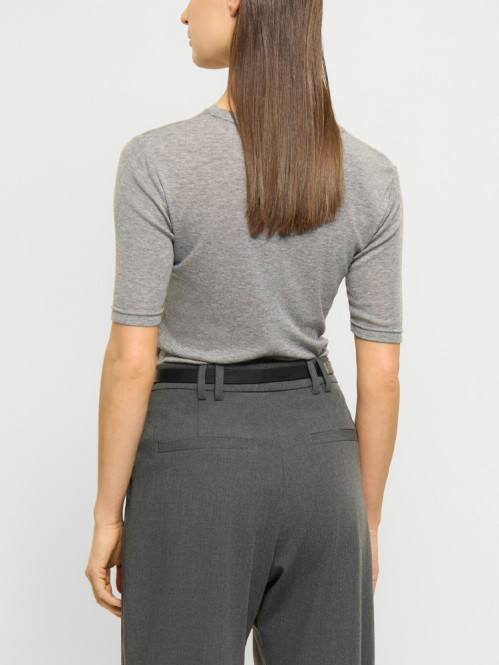 Lyocell wool short sleeve top mid grey 