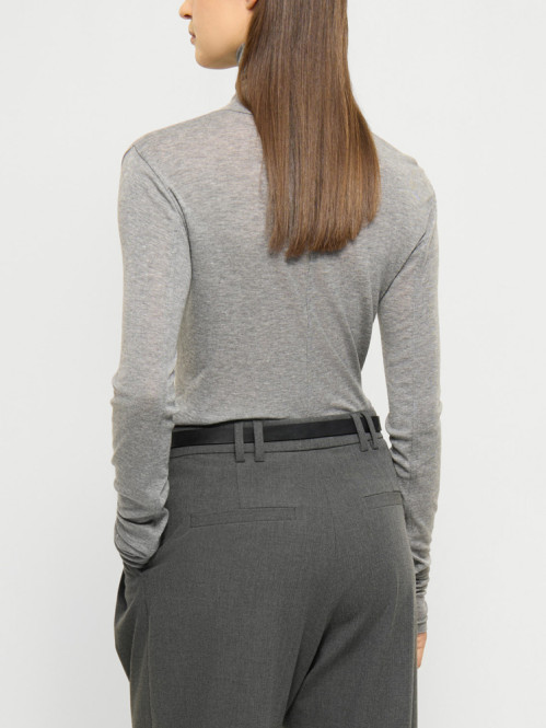 Lyocell wool turtleneck top mid grey 