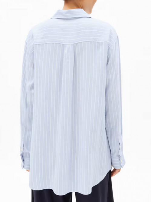 Maalgaa lino striped shirt silky blue 