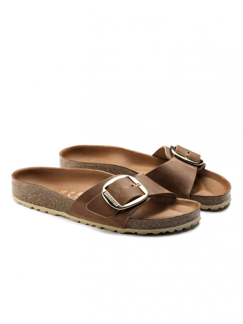 Madrid big buckle sandals cognac 