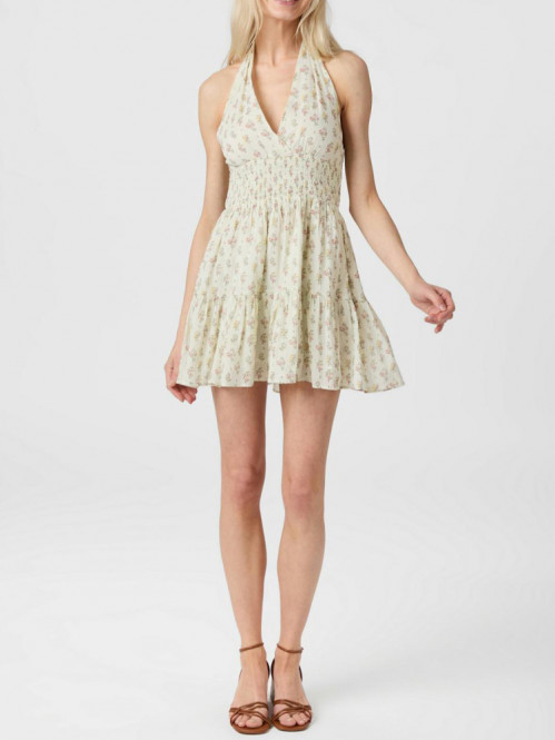 Magda fine print dress creme 