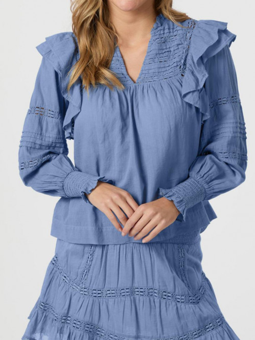 Mauri s voile blouse smoke blue 