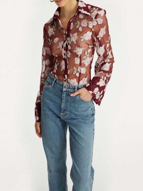 Mesh fitted shirt zinfandel 