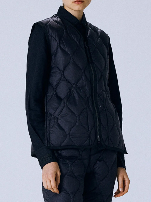 Military v neck down vest black 