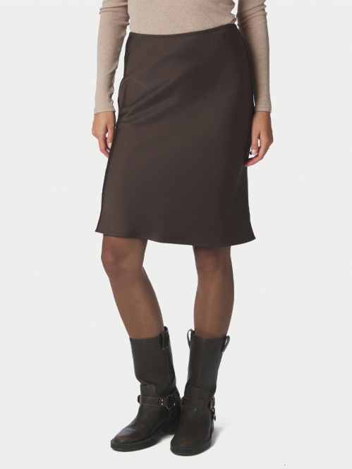 Mindie heavy sateen skirt dark brown 