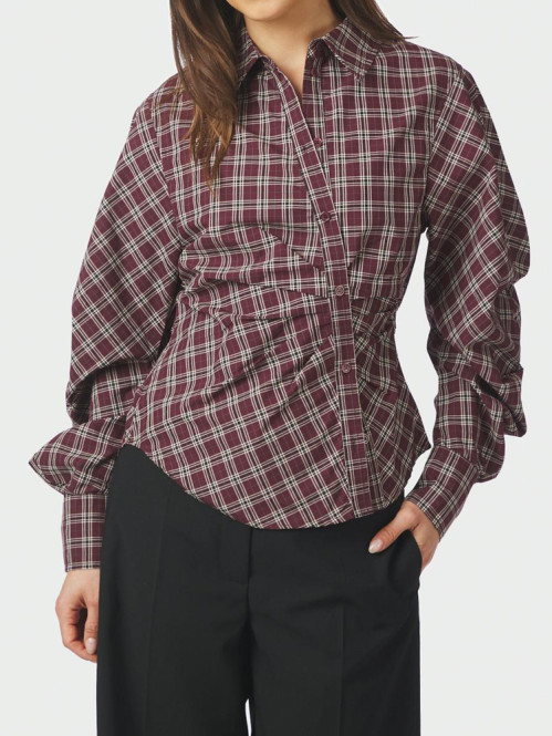 Noella medium check shirt plum 