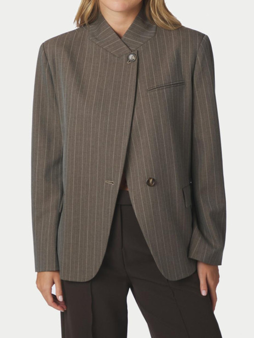 Nerine pinstripe blazer dark taupe 
