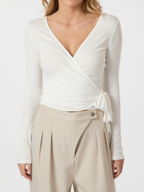 Nia jersey wrap blouse white S