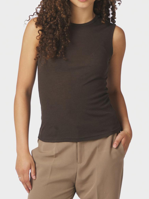 Nimbi fine rib top dark brown 