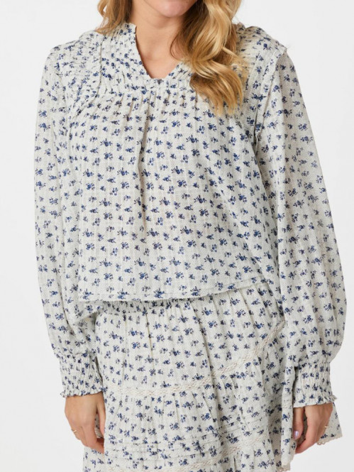 Nipoa dot flower blouse blue M