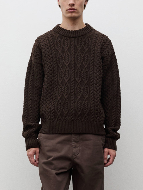 Nordhavn aran crewneck sweater brown 