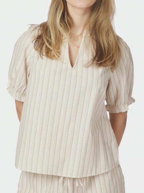 Odesa linen stripe blouse sand 