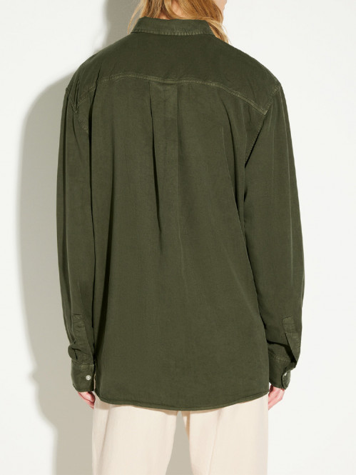 Ossian garment dyed tencel shirt shelter grn 
