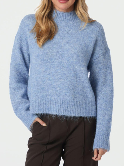 Paulina fluffy knit blouse dusty blue 