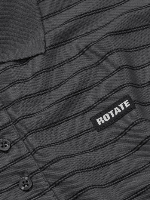 Pique longsleeve polo gray pinstripe 