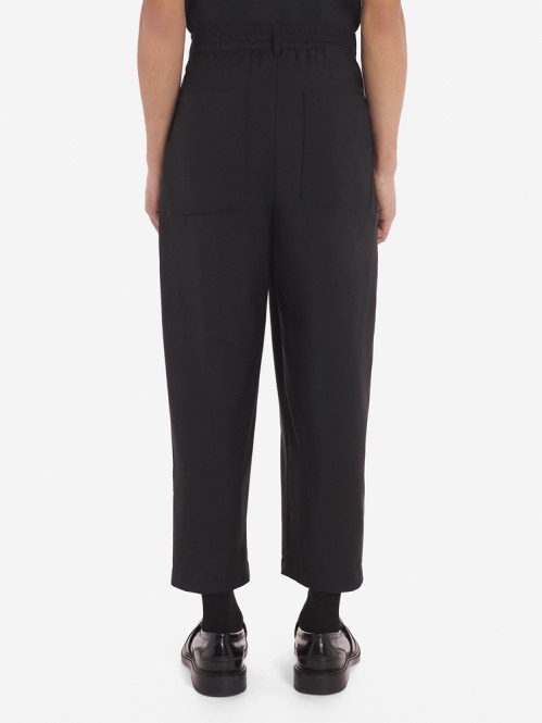 Pleated cropped pant black 