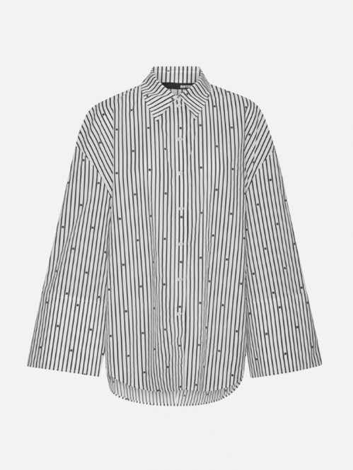 Poplin oversized shirt black comb 