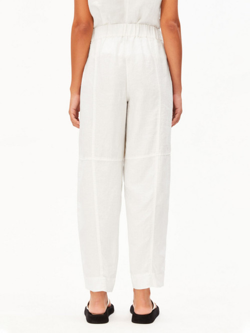 Pure linen pull on barrel pant white 