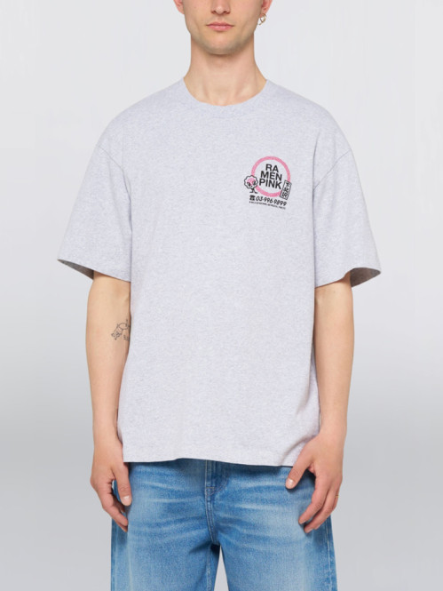 Ramen pink t-shirt grey marl 