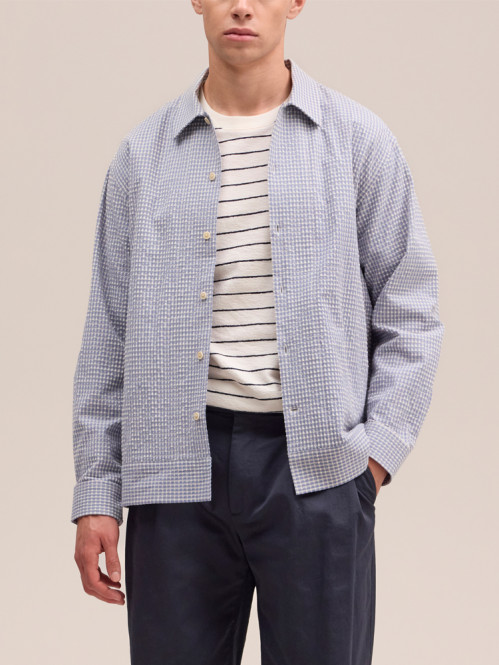 Reed seersucker hemdjacke stone blue 