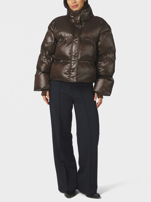 Rhea shiny puffer jacket chocolate brown 