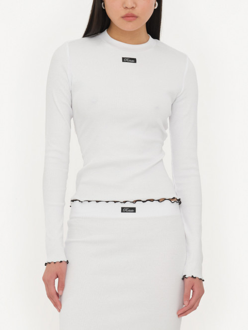 Rib longsleeve top bright wht 