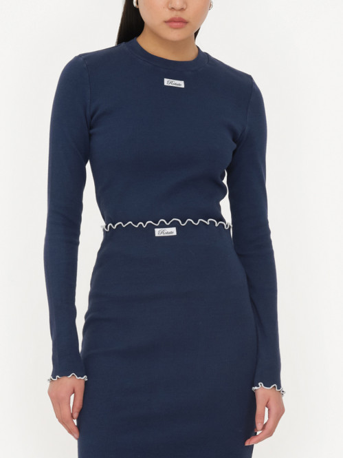 Rib longsleeve top navy blaze 