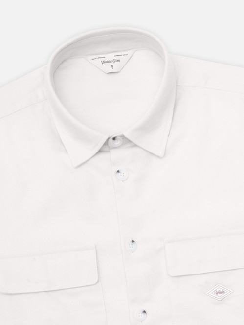 Ronny twill brush shirt bianco 