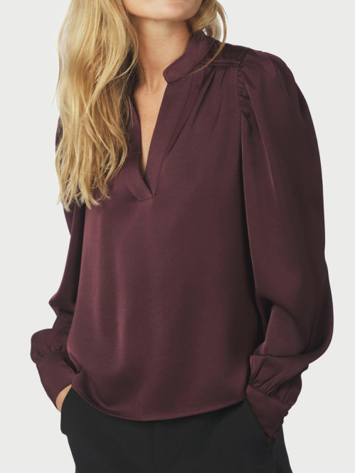 Rosslyn heavy sateen blouse burgundy 