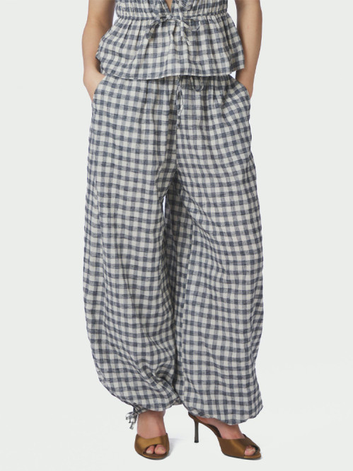 Roxane balloon check pants black 