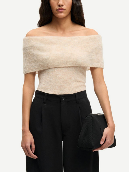 Sahera knit top bone white mel 